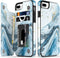 LETO for iPhone 8 Plus Case, iPhone 7 Plus Flip Folio Leather Wallet Cover with Opal Blue Marble Designs, Card Slots
