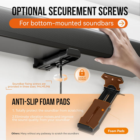 Agandax 38 lbs, 3.8-6.5, Soundbar Wall Mount, Heavy Duty Construction Holds Depth Adjustable Universal Sound Bar Mount