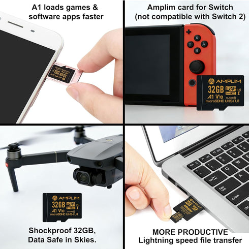 Amplim 32GB (1X MicroSDXC Card with Adapter Black)