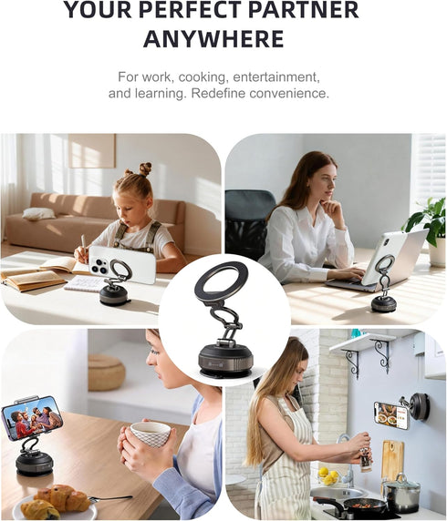 Vearstie 30N 360 MagMount Pro High-Power Magnetic Car Phone Holder, Rotating Lock-Vacuum Suction Cup with Zinc Alloy