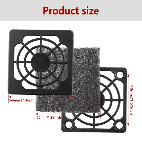 Adyoney 4 50mm Pcs Black Square Plastic Cooling Fan Filter Cover, Dust Screen for Filter Fan Chassis, for PC Computer
