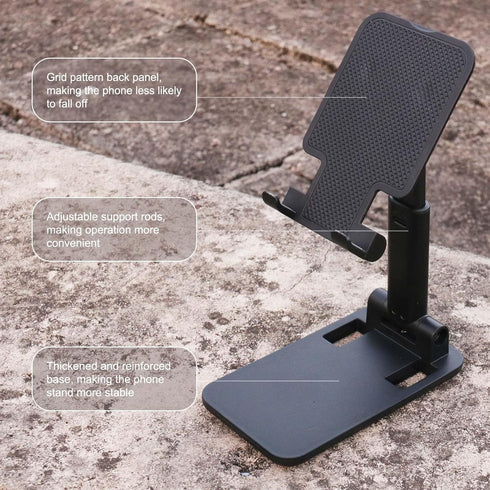 POHFP 3 4-10 Inches Pcs Cell Phone Stand,Fully Foldable and Angle Height Adjustable with Silicon Pad Cell Phone Holder