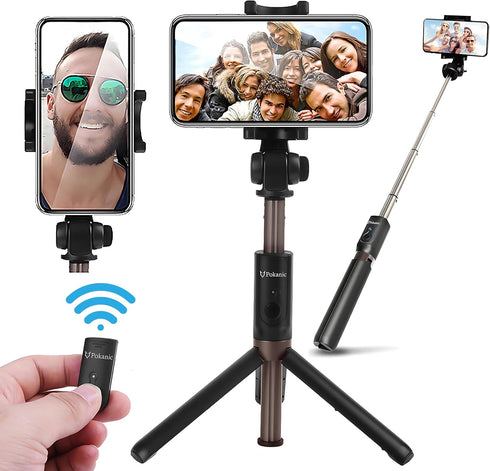 Selfie Stick Tripod with Wireless Remote Controller - Extendable Adjustable Stand for All Apple iPhone, Samsung Galaxy