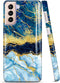 JIAXIUFEN Galaxy S21 Case, Gold Sparkle Glitter Marble Slim Shockproof TPU Cover for Samsung Galaxy S21 5G