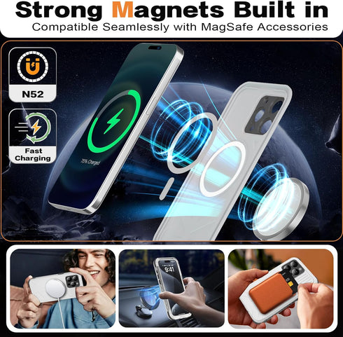 iPhone 15 Pro Max Waterproof Case Compatible with MagSafe, Translucent Slim IP68 Underwater Built-in Screen Protector,