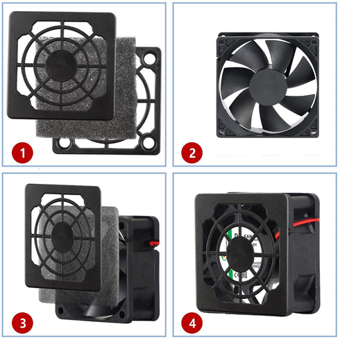 Adyoney 4 50mm Pcs Black Square Plastic Cooling Fan Filter Cover, Dust Screen for Filter Fan Chassis, for PC Computer