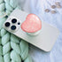 Expanding Cell Phone Grip Heart Shape Glass Finger Holder for Smartphones, Collapsible Stand - Pink Vertical Lines