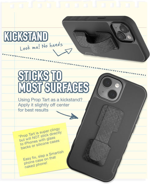 Smartish Phone Grip Loop - Prop Tart - Pop Out Finger Strap and Holder with Kickstand for iPhone and Android