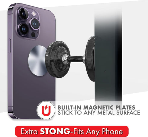 Dual Gym Magnetic Phone Holder for Gym - Top Magnetic Hold for Any Metal Surface, Phone Gym Magnet and Mount for