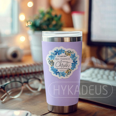 (3Pcs) I Can Do All Things Through Christ Philippians 4:13 Sticker, Waterproof Vinyl Decals for Books, Laptops, Tumblers