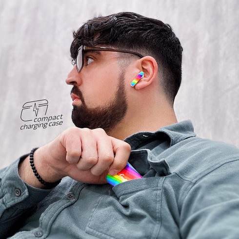 Rainbow True Wireless Earbuds: Bluetooth Headset for Music, Podcasts & Gaming | Rechargeable, Built-in Mic for Home &