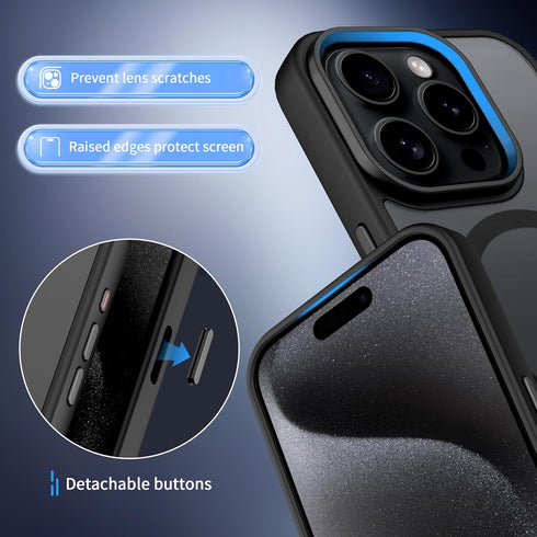 CACOE iPhone 15 Pro Max Magnetic Case 2023, 6.7", Shockproof, Anti-Fingerprint, MagSafe & Car Mount Compatible, Black.