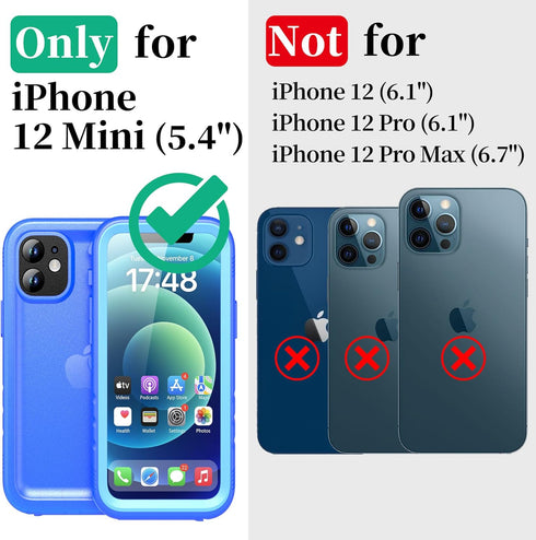 Cozycase Waterproof Case for iPhone 12 Pro Max - Full Body Rugged Dustproof Shockproof Cover with Built-in Screen
