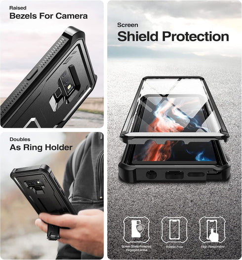Dexnor Full Body Case for Samsung Galaxy Note 9, Built-in Screen Protector and Kickstand, Heavy Duty Shockproof Cover,