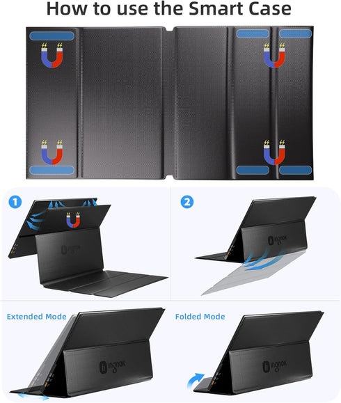 Ingnok YN02D/YN02B Portable Monitor Cover Stand - Applicable to Smart Cover with Ultra-Thin & Ultra-Light Design