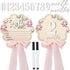Amyhill Pink Bow Baby Announcement Sign Wooden 1-12 Monthly Milestone Blocks with