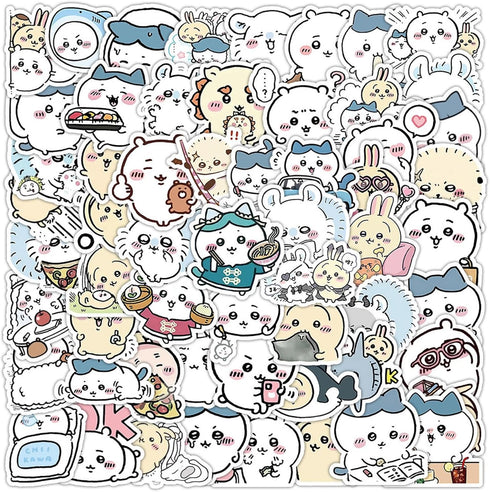 60pcs Kawaii Chiikawa Stickers for Kids Travel Case, Cute Japanese Cartoon Vinyl Stickers for Teens
