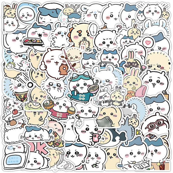 60pcs Kawaii Chiikawa Stickers for Kids Travel Case, Cute Japanese Cartoon Vinyl Stickers for Teens