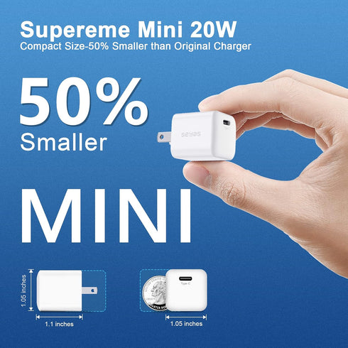 USB C Wall Charger, Seyas 20W Mini Fast Charger Type C Compatible with iPhone/iPad/Airpods/Pixel/Galaxy, 2-Pack