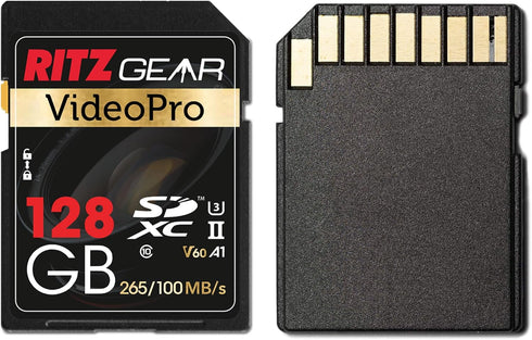 Ritz Gear 128GB High-Speed SDXC UHS-II Card, C10, U3, V60 for DSLR and Cinema-Quality Video Cameras