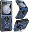VEGO Galaxy Z Flip 5 Case - Full Body Protection, Screen Protector, Hinge Guard & 360° Ring Kickstand - Navy Blue 2023