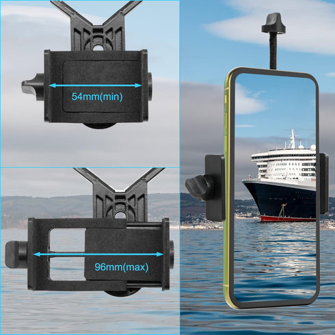 Metal Smartphone Telescope Adapter Camera Mount, Universal Phone Mount for Telescope, Spotting Scope, Microscope,