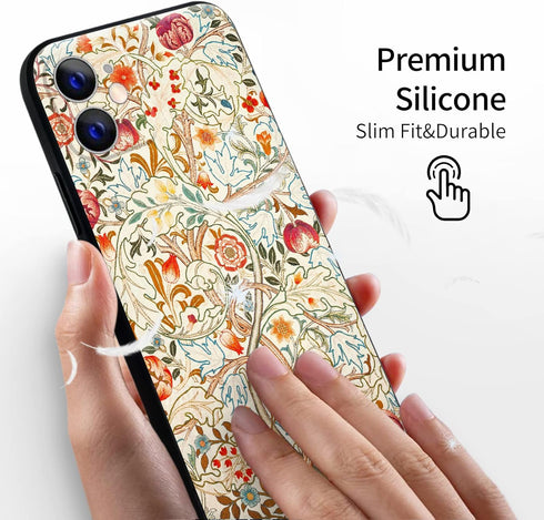 Berkin Arts Compatible with iPhone 12 Mini Case, Silicone Cover with Screen Protector, Pink Ornamental Flourishes
