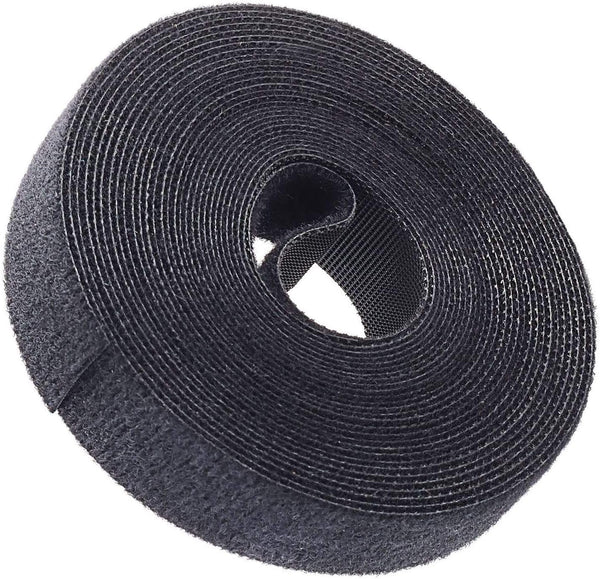 Reusable Fastening Tape Cable Ties - 3/4 Inch Double Side Hook Roll (5 Yard, Black Upgraded Version)