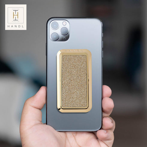 HANDL New York Champagne Glitter HANDLstick Silver Glitter Grip and Stand for Smartphone