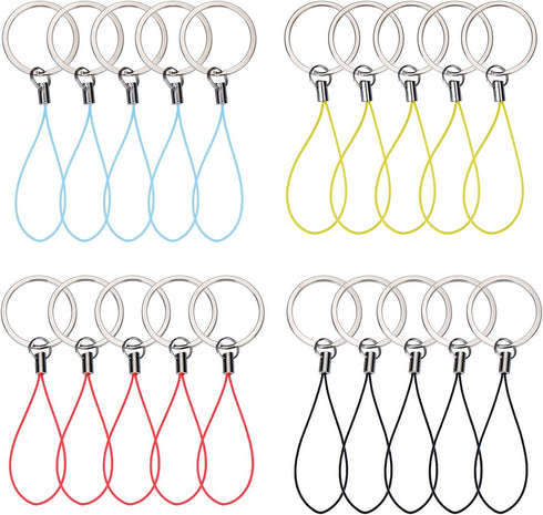 Bememo 20 Pieces Nylon Keychain Lanyard for USB Flash Drive Key Fob