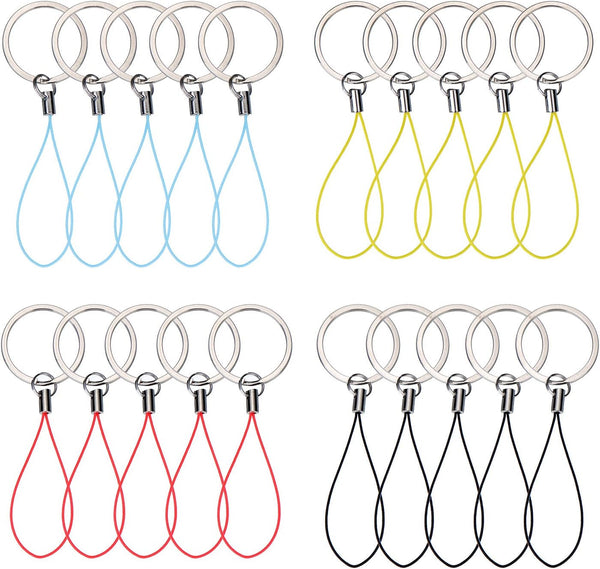 Bememo 20 Pieces Nylon Keychain Lanyard for USB Flash Drive Key Fob