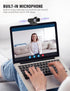 Full HD Webcam with Built-in Microphone, Rotatable Tripod, 1080P Video, Wide Angle Camera for Desktop PC or Laptop