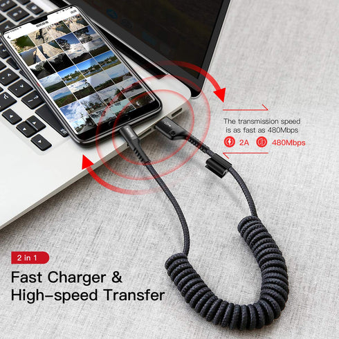 Baseus 100W Retractable USB Type C Cable, Nylon Braided Fast Charger for iPhone 15, Galaxy S24, Note 20 (3.3ft)