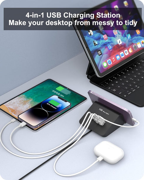 WUKUR USB C Charger Block 25W, Multiple USB Charging Station for iPhone 15/14/13/12, iPad, Samsung Galaxy, Google