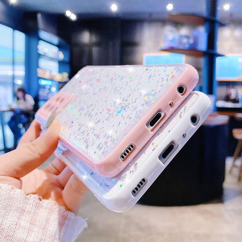 Compatible Samsung Galaxy S21 Case for Women, Soft Slim Fit Full-Around Protective Cute Clear Sparkly Bling Cover