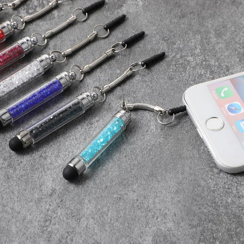 10 Pcs Mini Phone Stylus Pens, Colors Crystal Tablet Stylus, Short Touch Screen Pen with 3.5mm Jack Connector Portable Touchscreen Pens Universal Mobile Phone Pen for Smartphones Tablets