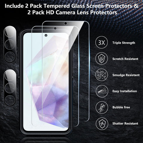 SPIDERCASE Heavy Duty Shockproof Case for Samsung Galaxy A35 5G, Black, 12 FT Military Grade Drop Protection