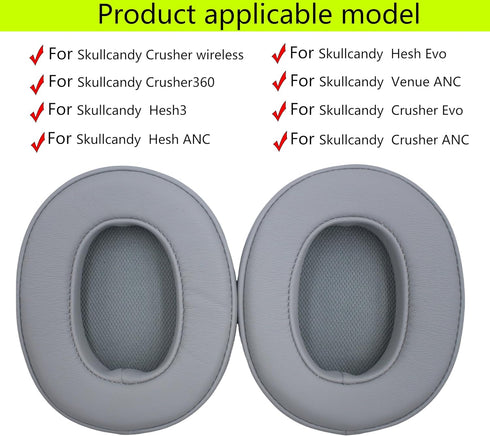 Replacement Ear pad Compatible with Skullcandy Crusher Wireless/Crusher360/Hesh3/Hesh ANC/Hesh Evo/Venue ANC/Crusher Evo/Crusher ANC Headset Ear pad (Gray)