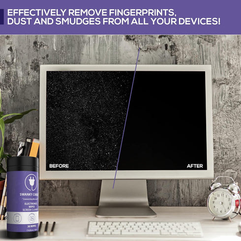 Screen Cleaner Wipes: Electronic Wipes for Screens - Computer, Phone, TV, Monitor Cleaning - Tech Wipes & Microfiber