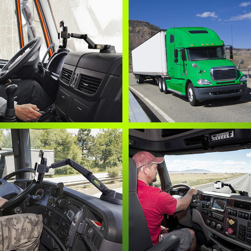 Truckules 16.9 inch Cell Phone Mount for Truck Phone Holder for Truck Drivers - Heavy Duty Suction Cup + Dashboard Pad