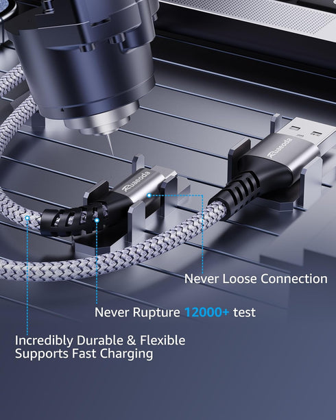 Micro USB Cable Android Charger 6ft 2PACK, High Speed 2.0 USB A Male to Micro USB Nylon Braided for PS4