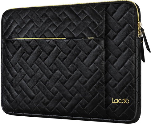 Lacdo 14 Inch Laptop Sleeve Case for HP Lenovo Dell ASUS Acer Chromebook, Water-Resistant, Elegant Black