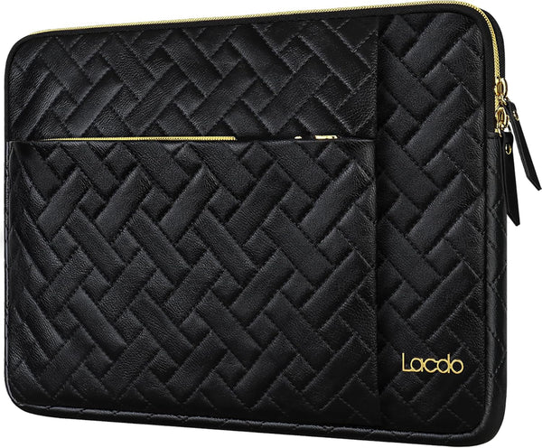 Lacdo 14 Inch Laptop Sleeve Case for HP Lenovo Dell ASUS Acer Chromebook, Water-Resistant, Elegant Black