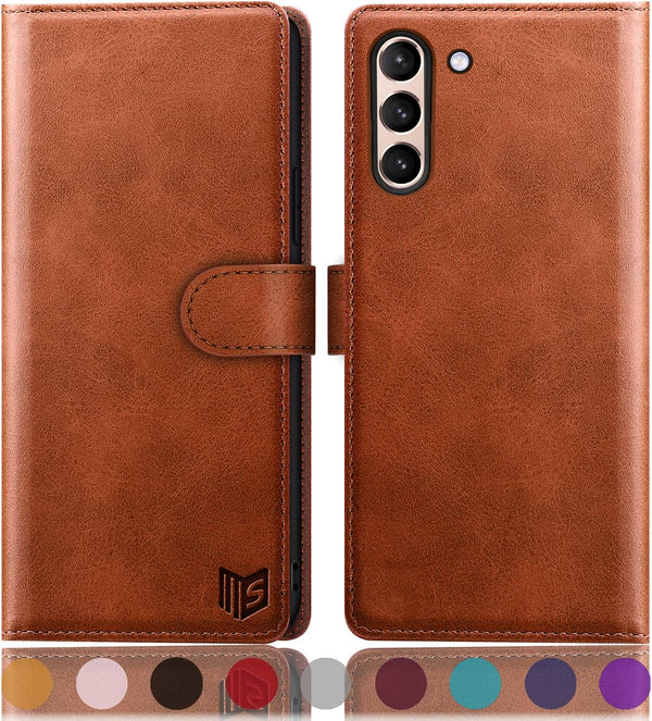SUANPOT Leather Wallet Case for Samsung Galaxy S21+/S21 Plus 6.7" with RFID Blocking, Shockproof Flip Cover