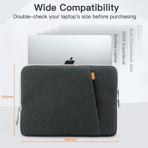 JETech Laptop Sleeve for 13-14 Inch MacBook Air/Pro (M4/M3/M2/M1) 2021-2025, Waterproof Shock Resistant Bag (Dark Grey)