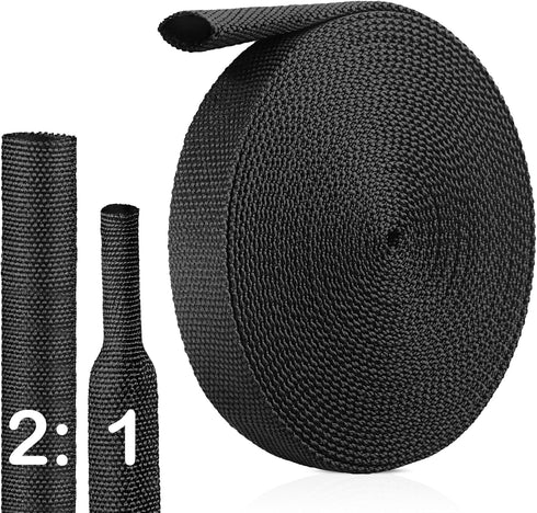 Tsmhisd 2:1Heat Shrink Wire Loom Braided Cable Sleeves,Heat Resistant Fabric Woven Shrink Tubing