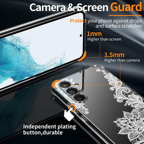 (3-Pack) Samsung Galaxy A14 5G Case, Soft Clear TPU Scratch-Resistant Drop Protection Phone Cover with Flower