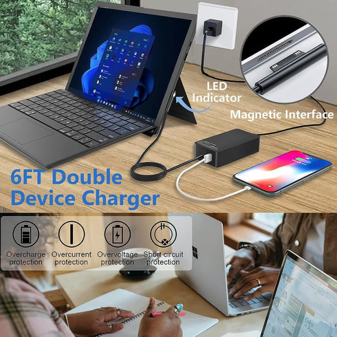Surface Laptop Charger, Power Supply 65W 15V 4A Magnetic Replacement AC Adapter for Microsoft Surface Pro