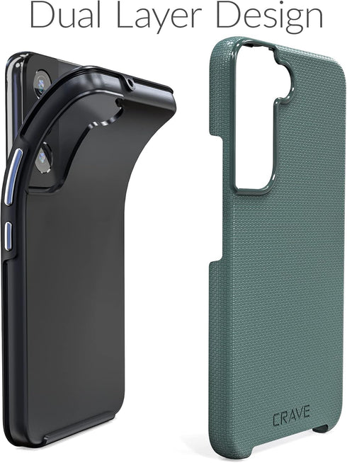 Crave Dual Guard Shockproof Protection Dual Layer Case for Samsung Galaxy S22 5G - Forest Green