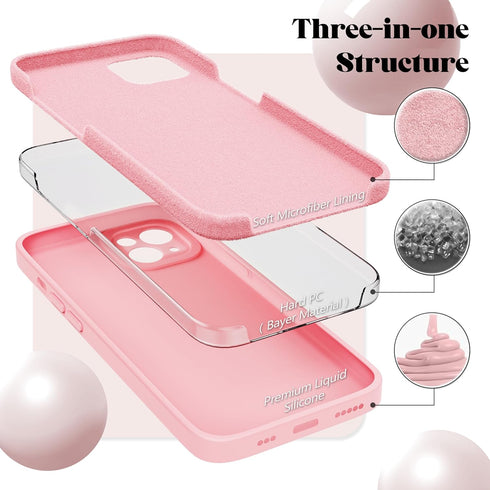 Compatible with iPhone 13 Case - Cute Butterfly Flowers Engraved Soft Silicone Phone Case for Women Girl (Pink)